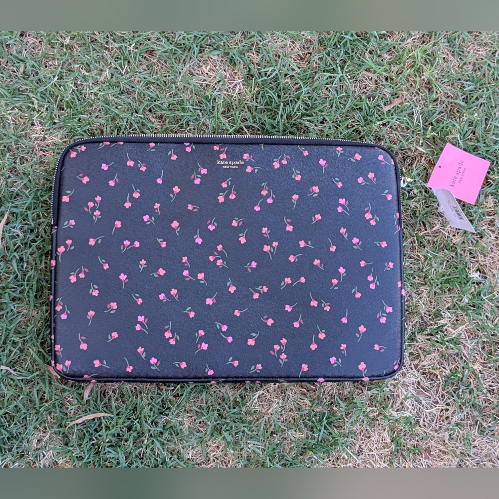 Kate Spade New York Meadow Universal Laptop Case Sleeve Black Multi/Floral Gold